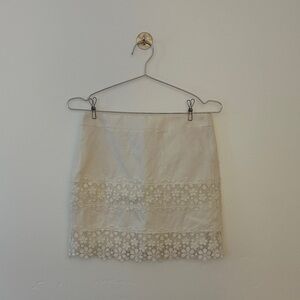 J. Crew Cream Floral Lace Mini Skirt